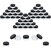 Sample Jars with Lids, Empty Dab Containers, Wax, 3 Gram, 50 PK | Houseables Small Lip Balm Containers, Mini Plastic Pots for Makeup, Powder, Gloss, Chapstick, Scrub, Cosmetic