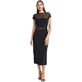 Donna Morgan Womens Women's Illusion Mesh Short Sleeve Sheath Dress - Elegant Cocktail Party Dresses