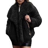 Arssm Women's Faux Fur Coat Fluffy Shaggy Jacket Long Sleeve Lapel Coats Winter Warm Outwear
