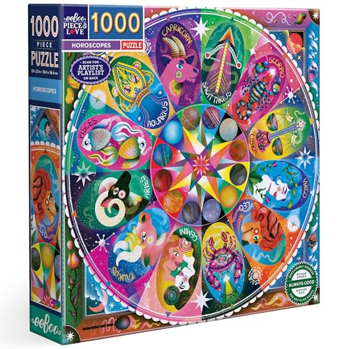 eeBoo 1000 Piece Puzzle - Horoscopes Jigsaw Puzzle for Adults, Square 23" x 23" Made with Recycled Board & Vegetable-Based Ink
