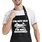 OzosKeiw Funny Cooking Aprons for Women Men with Pocket, Grill Apron with Adjustable Neck Strap, Birthday Gift for Dad Mom