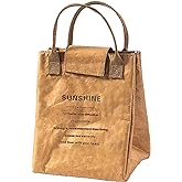 JIELUO Lunch Bag - Women/Men, Easy to Clean Reusable Lunch Box, Insulated, Water-Resistant, Thermal Liner & Durable Fabrics | Simple Design, Classic Brown