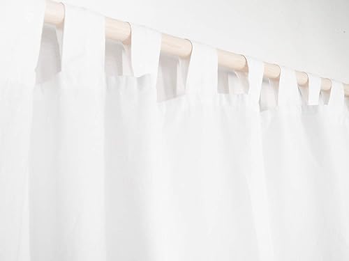 Tab Top Linen Curtain Panel White Color Homey Style Linen Drapes