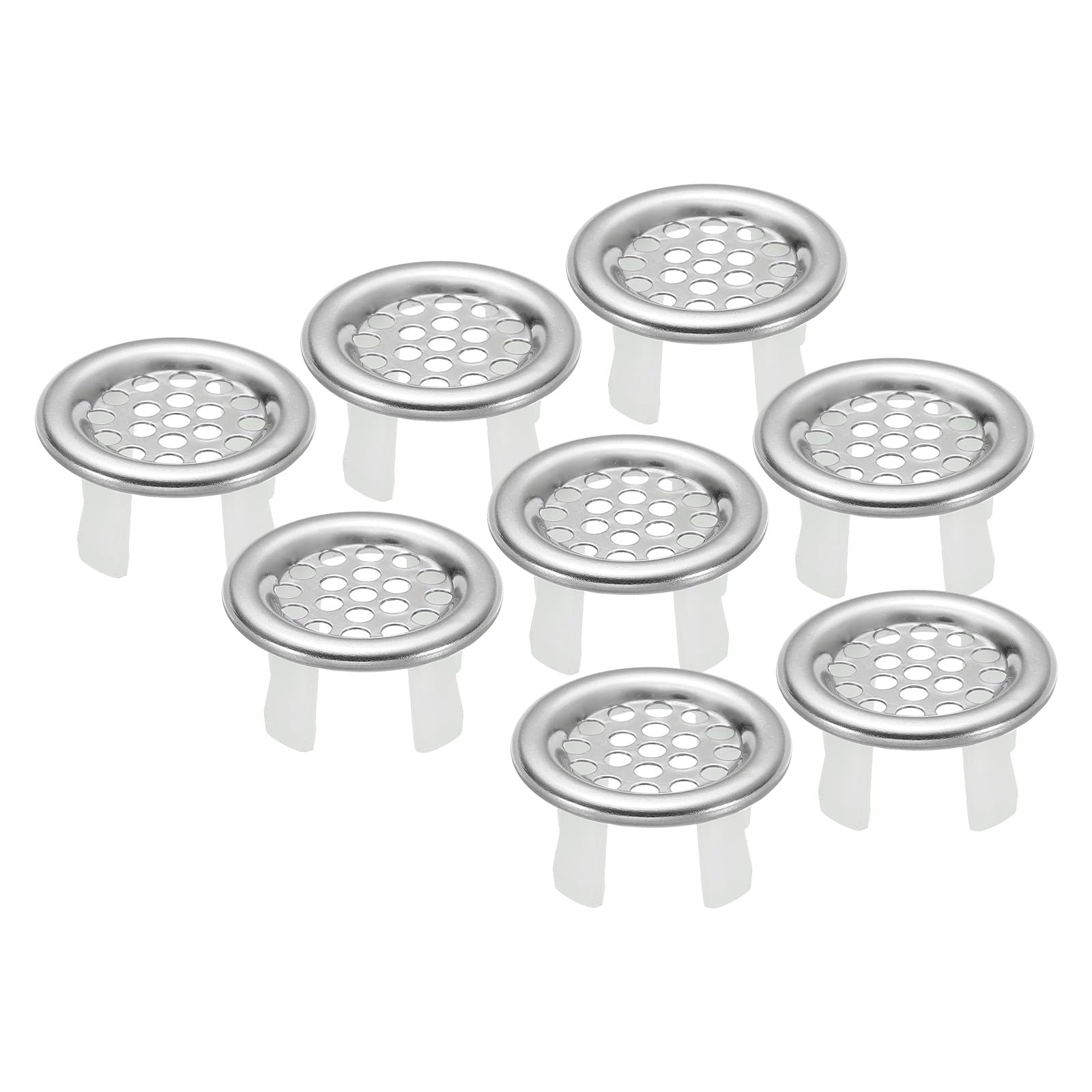 PATIKIL Overflow Ring, 8Pcs Sink Round Cover Mesh Hole Basin Trim Stainless Steel Insert in Hole Round Caps for Kitchen Bathroom, Silver