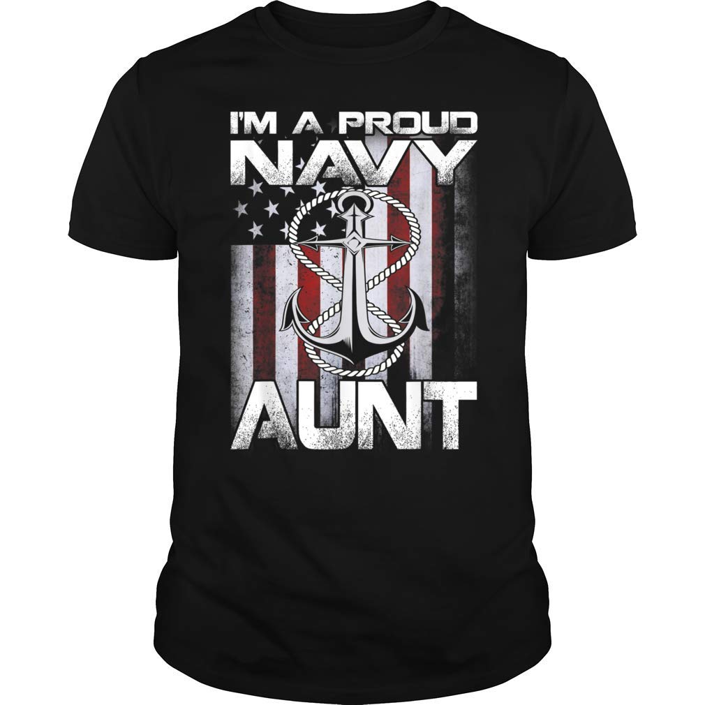 Geerrosy I'm A Proud Navy Aunt Patriotic Sailor Usa Flag T Shirt