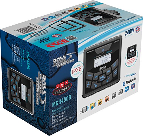 BOSS Audio Systems MGR450B Marine Boat Bluetooth Stereo, Amplified, No CD