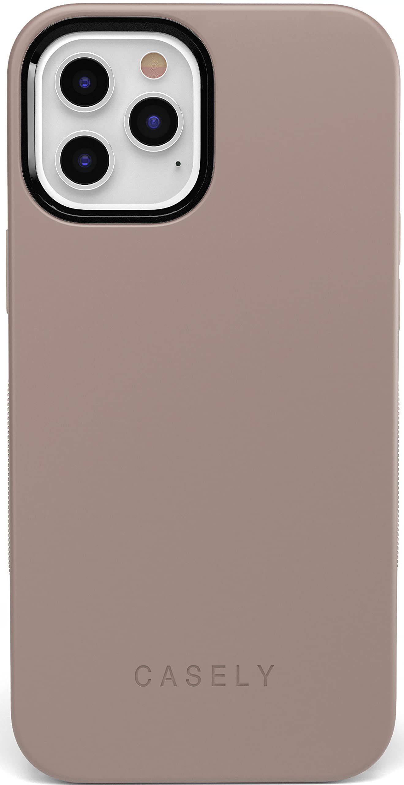 Casely iPhone 12/12 Pro Case | Taupe on Nude | Compatible with MagSafe | Bold Protective Design Image