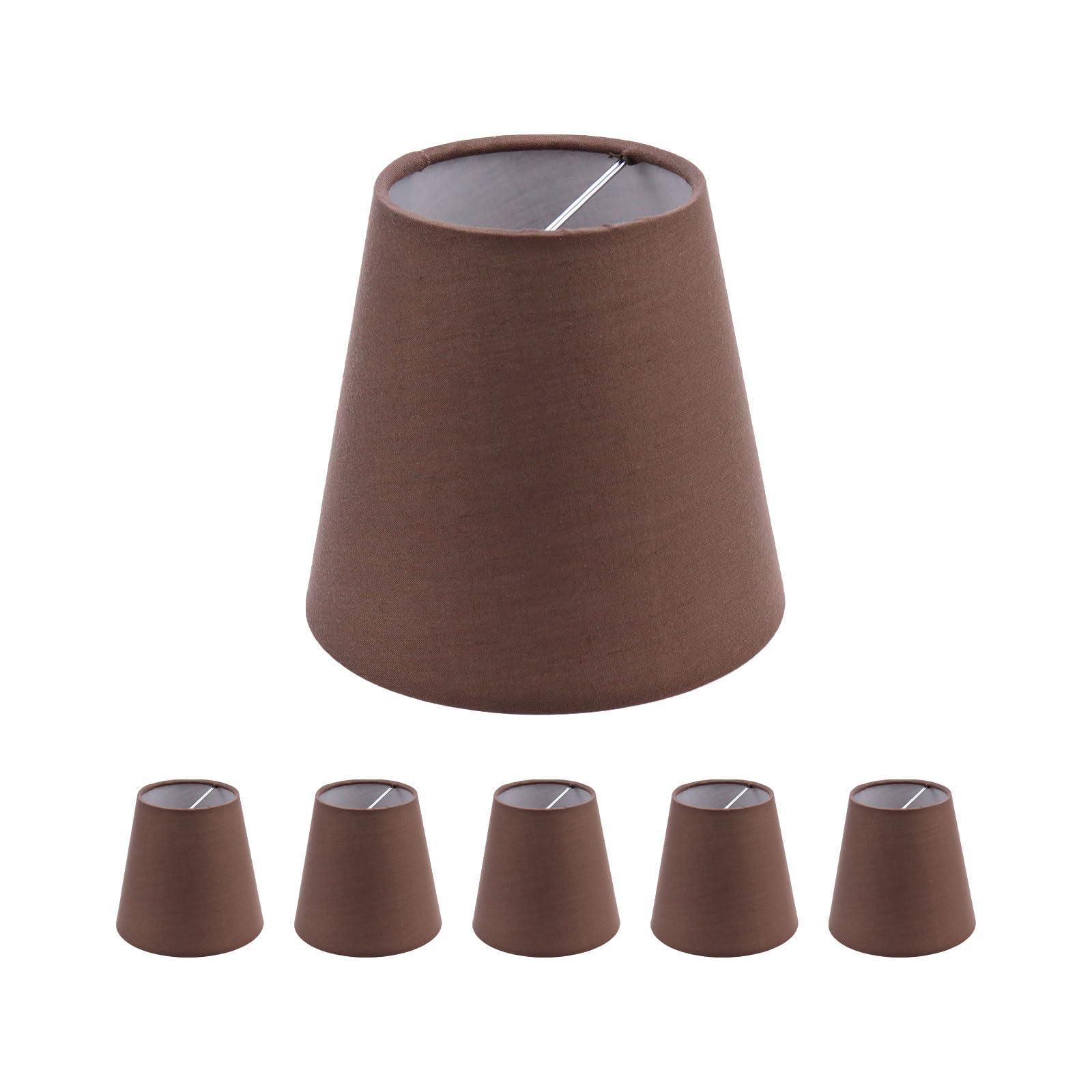 Photo 1 of Tsnamay 6Pcs Handmade Chandelier Shades,Linen Clip On Lamp Shades,Small Lamp Shades for Chandelier Lampshade,Coffee Brown
