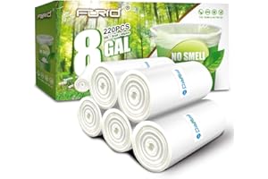 FORID Clear Medium Garbage Bags – 8 Gallon Plastic Trash Bags 30 Liter Wastebasket Bin Liners 220 Count for Bathroom Bedroom Office Trash Can