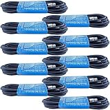 10 Pack of 25 Foot Male To Female 3 Pin XLR Microphone Audio Cables