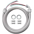 Power Whip Assembly Kit -1/2" x 4ft Non-Metallic Liquid Tight with 10 Gauge Wire Electrical AC Whip Kit Flexible Electrical Conduit & straight/90°Fittings