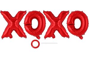 YOTHORN XOXO Balloons,16 Inch Red XOXO Foil Balloons,Love Balloons Valentines Day Balloons Valentines Day Party Supplies for Wedding Engagement Galentines Day Bridal Shower Birthday Party Decor (Red)