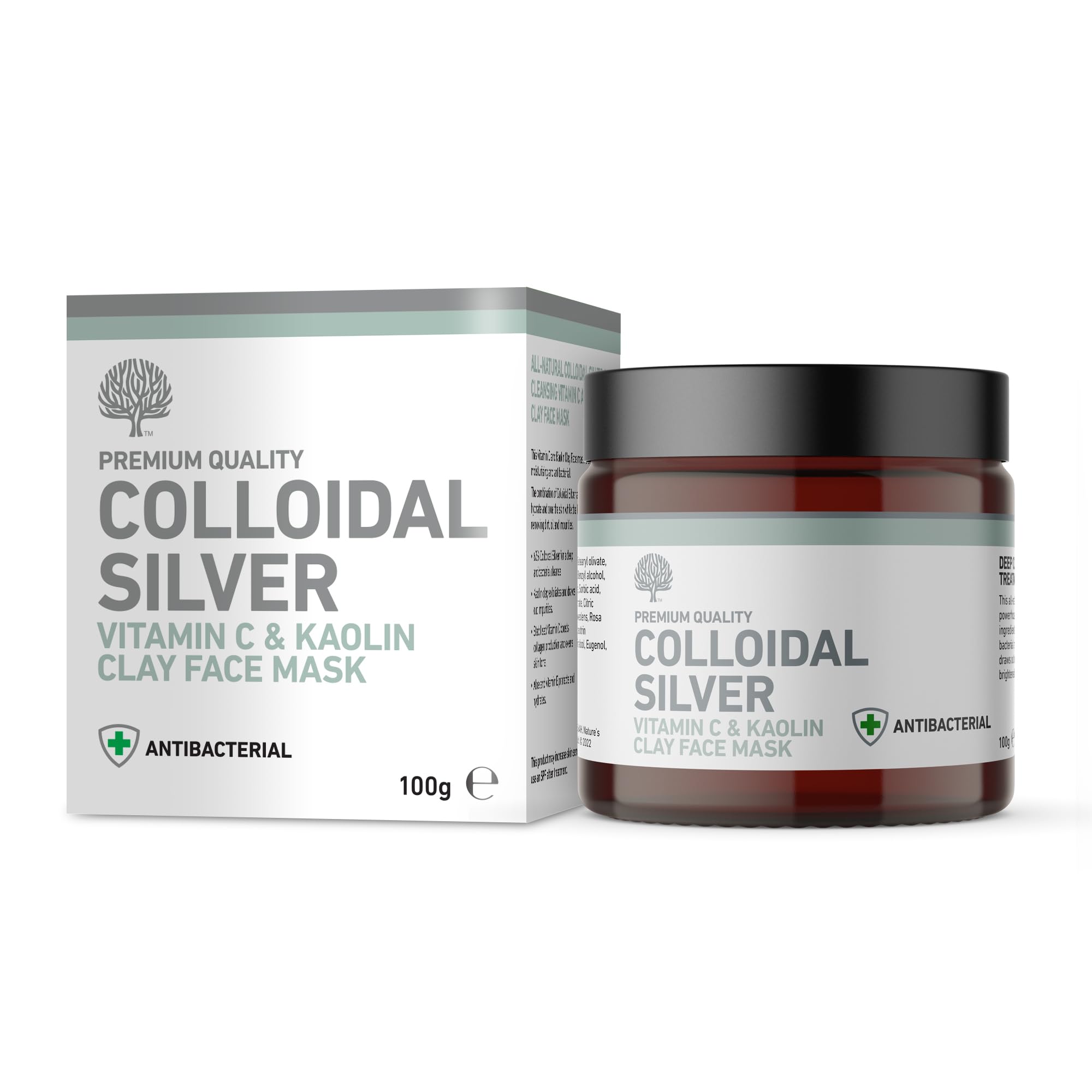 Nature's Greatest Secret Antibacterial Deep Pore Cleanse Colloidal Silver Vitamin C & Kaolin Clay Face Mask Natural Dermatology 100g
