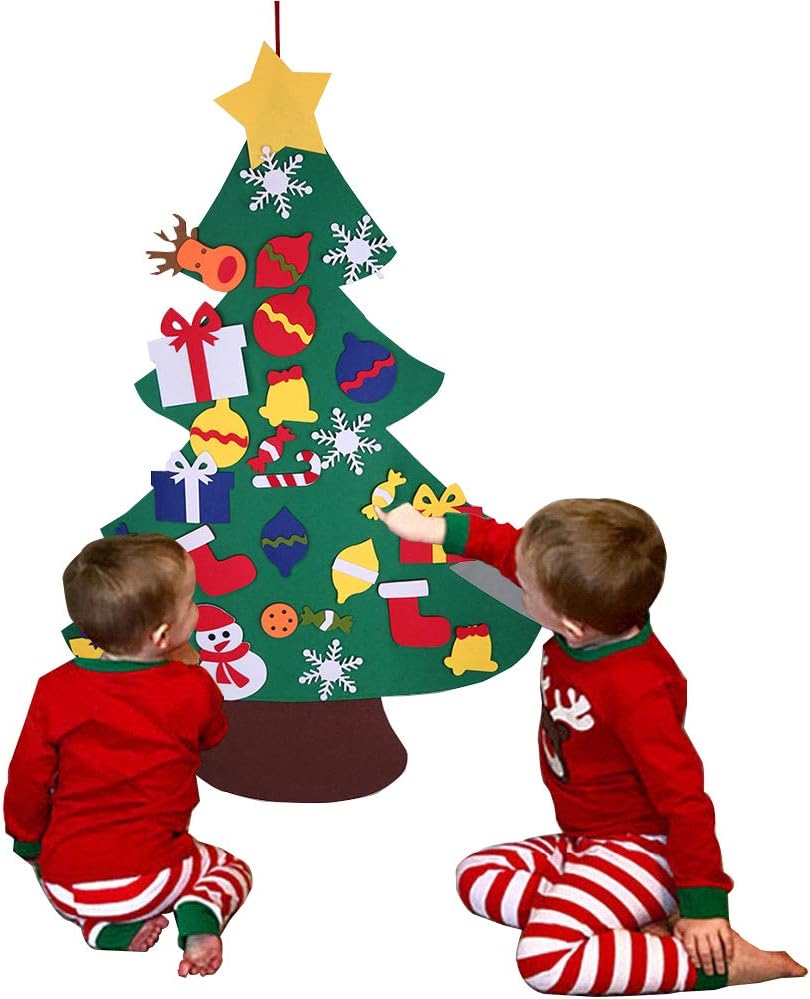 Shirylzee Diyクリスマスツリー クリスマス クリスマス雰囲気作り 壁掛け 飾り 28個入りセット 知育おもちゃ 学園祭 文化祭 仮装大会 手作り 取り外し可能 デコレーション 子供 プレゼント クリスマス飾り Merrychristmas 100 70cm クリスマス Amazon