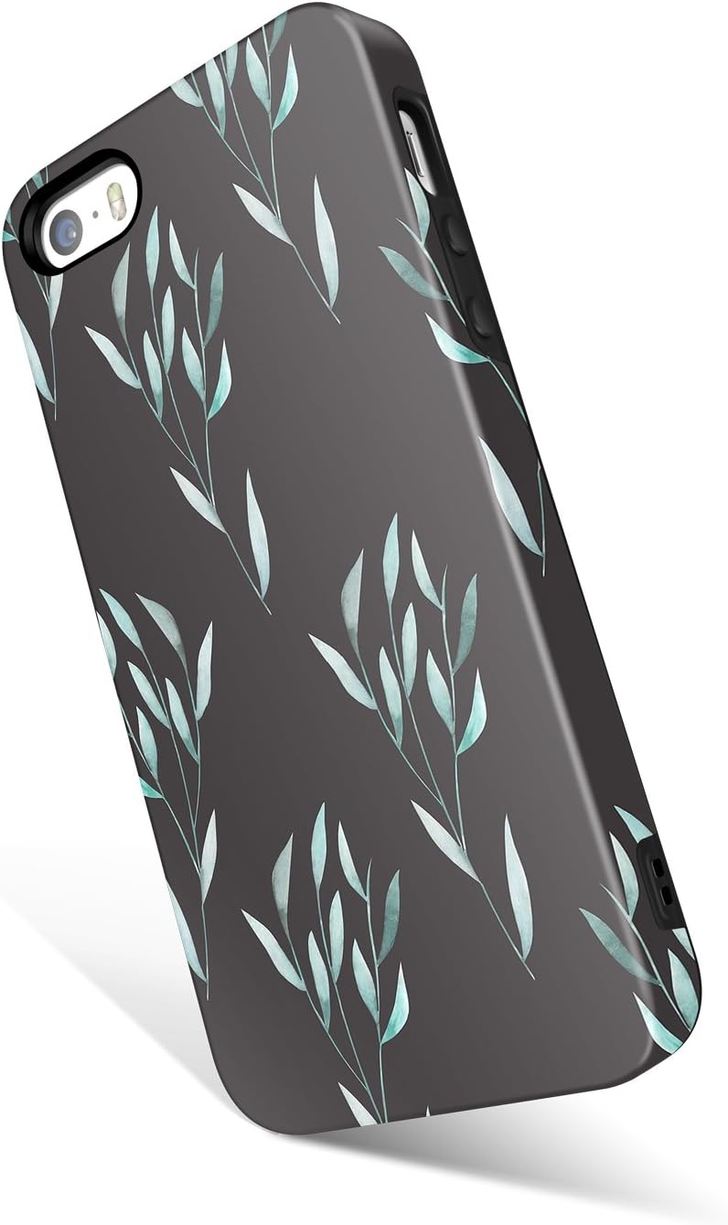 Akna iPhone 5 / 5s /SE case for Girls, Get-It-Now Collection High Impact Flexible Silicon Cover for iPhone5/5s/SE [Angel Blue Leaves](593-U.S)
