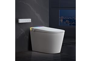 Bazyths Smart Toilet with Bidet, 4-Second Quiet Flush, Adjustable Ambient Lighting, Auto Open/Close Lid, Dual Memory, 12" Rough In, Built-in Tank, Foot Sensor Heated Seat One-Piece Elongated (ZY760A)