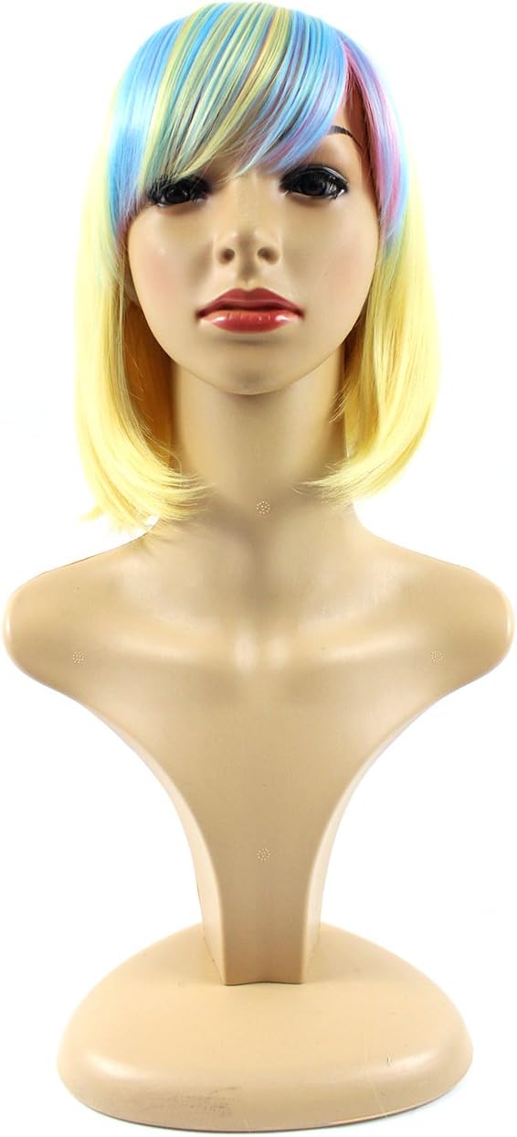 Xiaoyu Short Straight BOB Cosplay Party Costume Wig, Multi-colored to Yellow