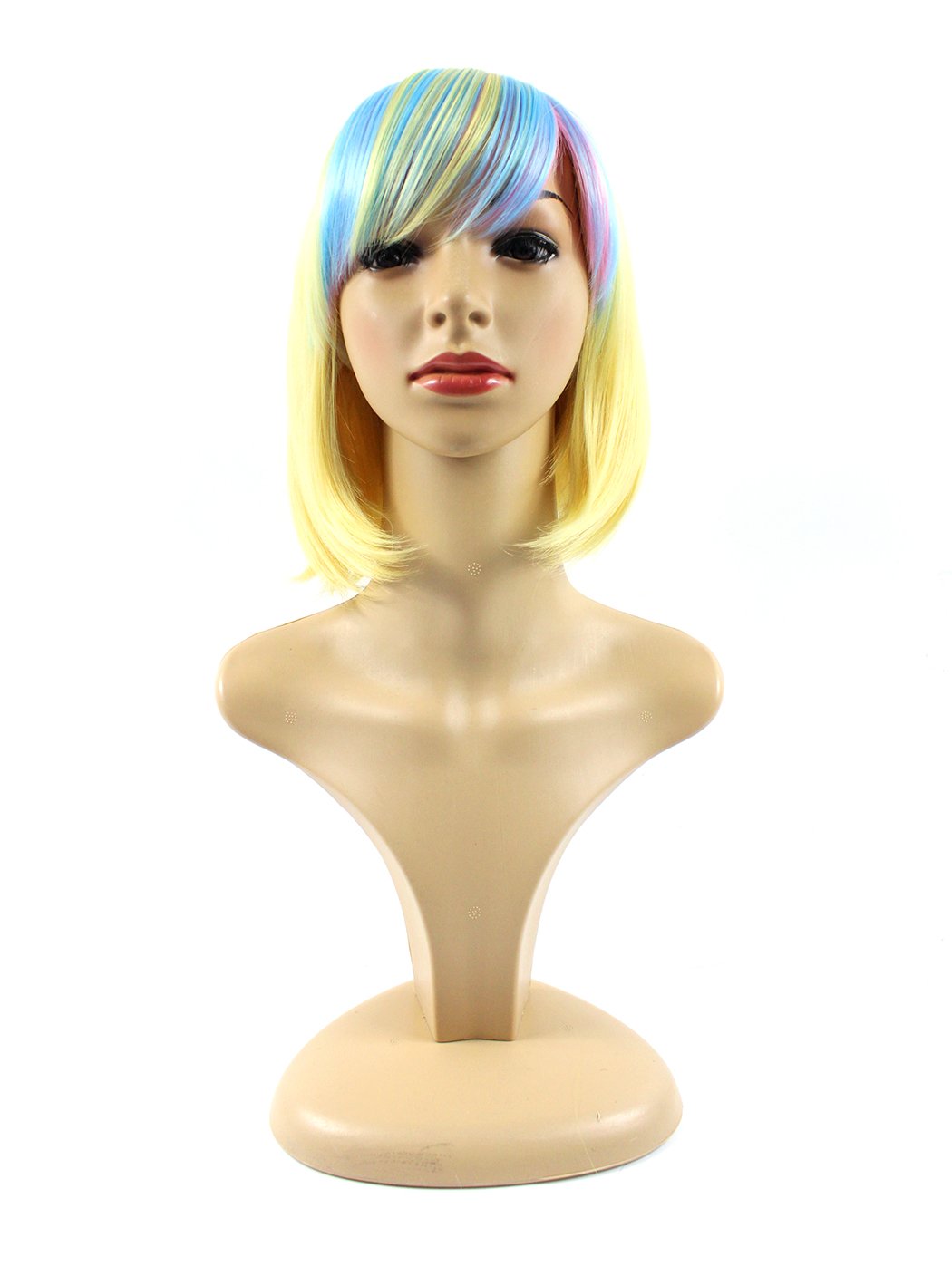 Xiaoyu Short Straight BOB Cosplay Party Costume Wig, Multi-colored to Yellow