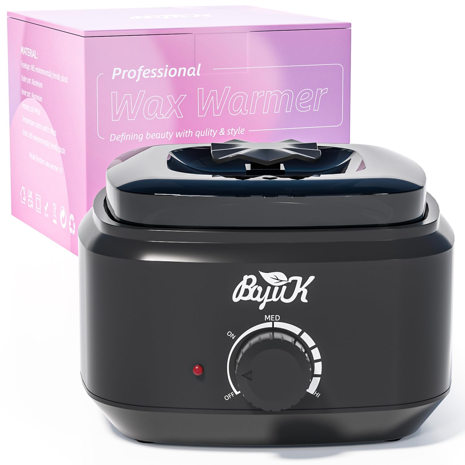 Wax Pot, BOYUJK Professional Wax Heater for Women and Men, Hair Removal Wax Warmer with See-Through Lid and 600ml Aluminum Wax Pot (Black)