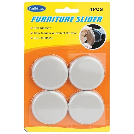 Primeway Round Moving Furniture Sliders, 50 mm, Ivory -Set of 4 Pieces