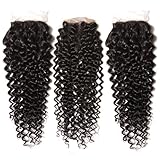 Longqi Hair Brazilian Curly Lace Closure 1PC 4*4 100% Unprocessed Human Hair Extensions Natural Color