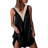 Ekouaer Womens Satin V Neck Nightgown Sleeveless Tank Sleepwear Nightdress