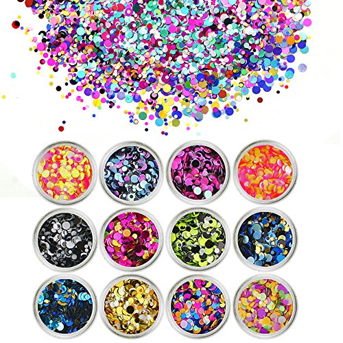TKOnline 12pcs Colorful Mixed Paillette Nail Glitter Body Glitter Slime Supplies Glitter Powder Sequins for Face Nail Hair Eyes or Lips, DIY for Art Projects - Thumbnail 6