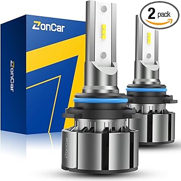 zoncar 9005 hb3 led headlight bulbs high beam halogen replacement 2 pcs kit 12 csp chips 10000lm 6500k xenon white extremely bright light 12v