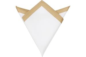 Elerevyo Men's Contrast Color Lightweight White Pocket Squares for Formal Wedding