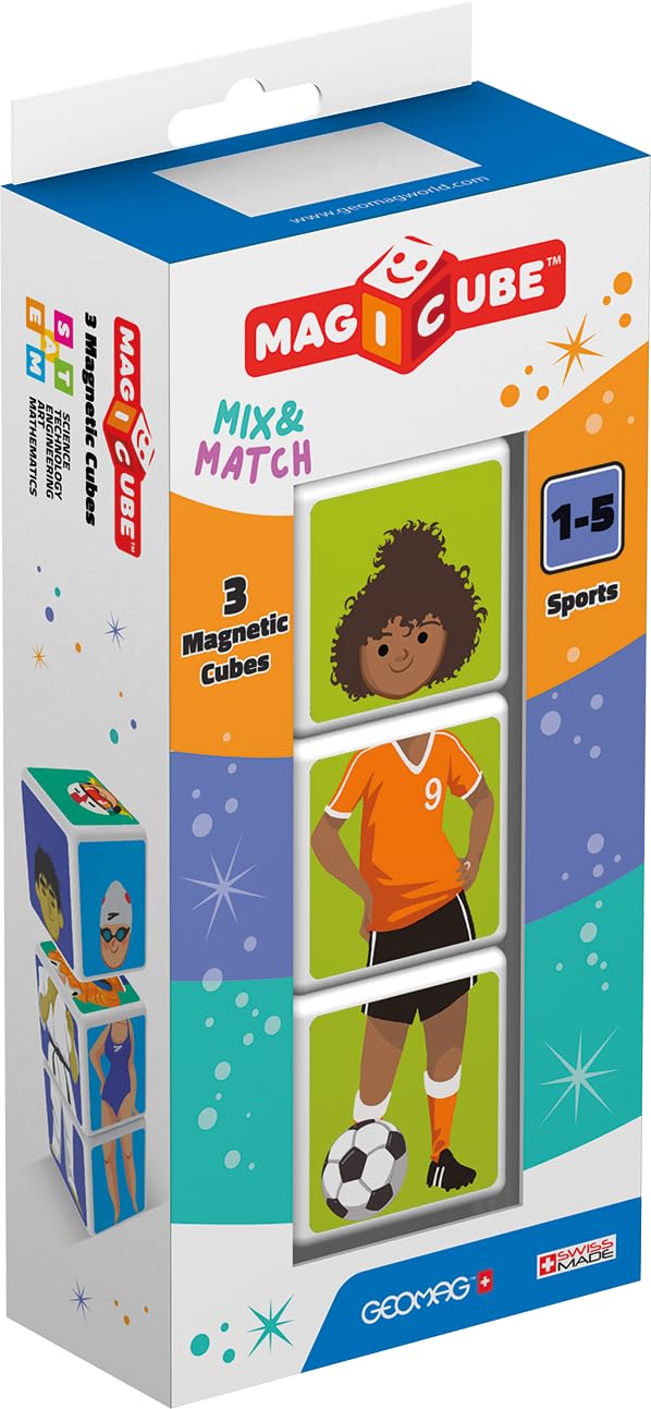 Geomag Stacking Cubes, Sports, Magnetic Construction Blocks, For Ages 1-5 Years