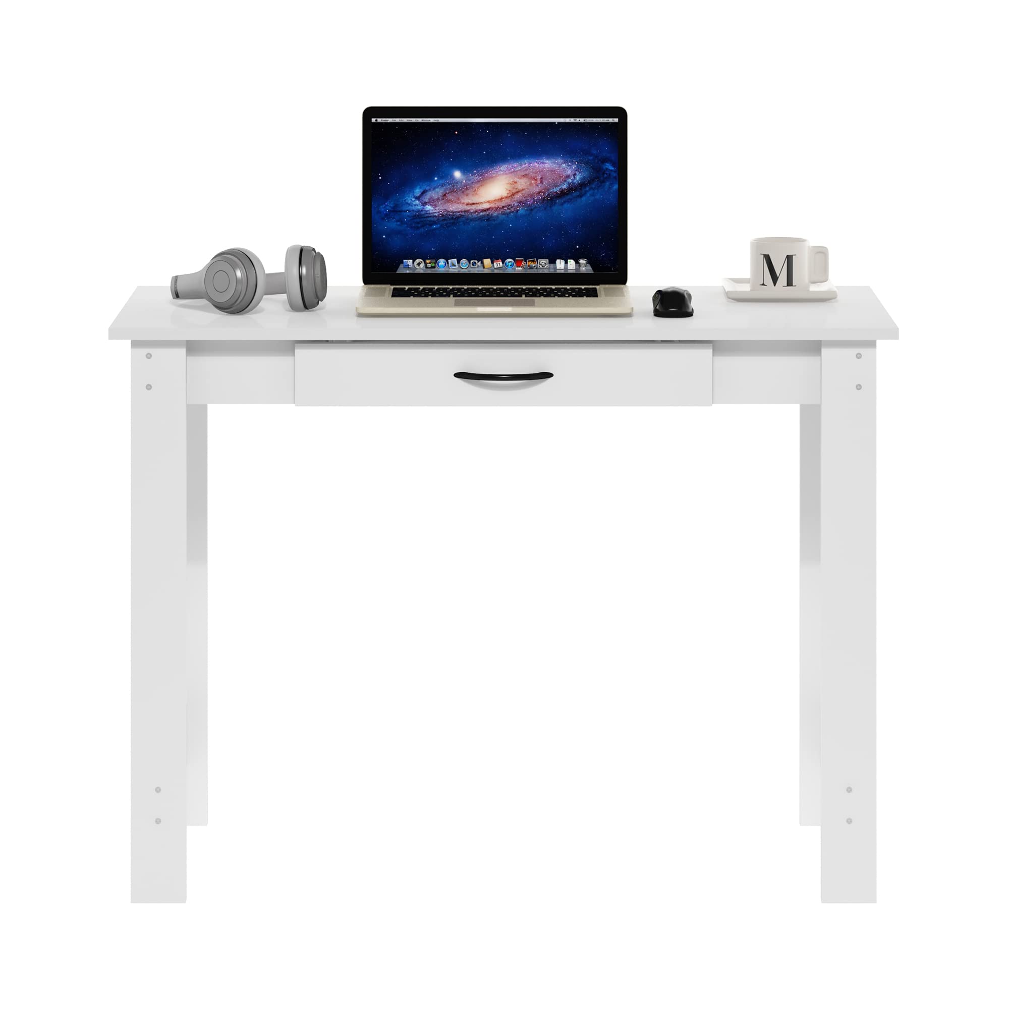 Furinno Jaya Writing Desk with Drawer, White