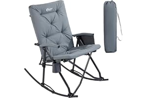 Portal Folding Rocking Chair Indoor & Outdoor Thick Padded Rocking Recliner Chair Portable Camping Rocker for Patio Front Porch Backyard Lawn Living Room, Supports 400 LBS