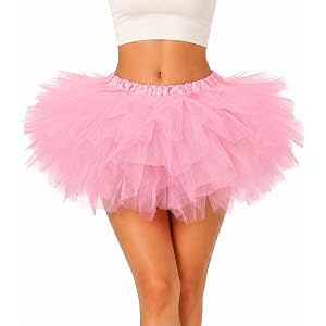 Tutu Skirt for Women Adults, 5-Layer Halloween Tulle Costume Teens | Sheer pull-on design with a stretch waistband; layer ove