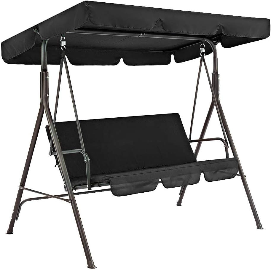Almabner Replacement Canopy for Swing Seat, 3 Seater Sizes Swing Chair Seat Top Cover Waterproof Rainproof Anti-UV Dust Guard Protector Swing Canopy Top Cover for Outdoor Porch Patio Yard Garden