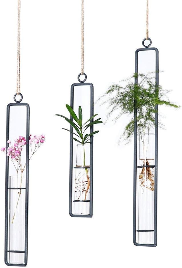 Candyqueen 3Pcs Hanging Glass Terrarium Planter Flower Vase Container Garden Home Wedding Decor