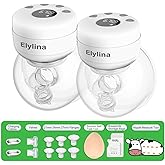 Elylina Wearable Breast Pump Hands Free|Electric, Portable & Hands-Free, Super Quiet & Strong Suction, 2 Modes 9 Levels, Easy Clean, Auto Memory, All-Day Battery, 3 Flange Sizes (21mm/24mm/27mm)