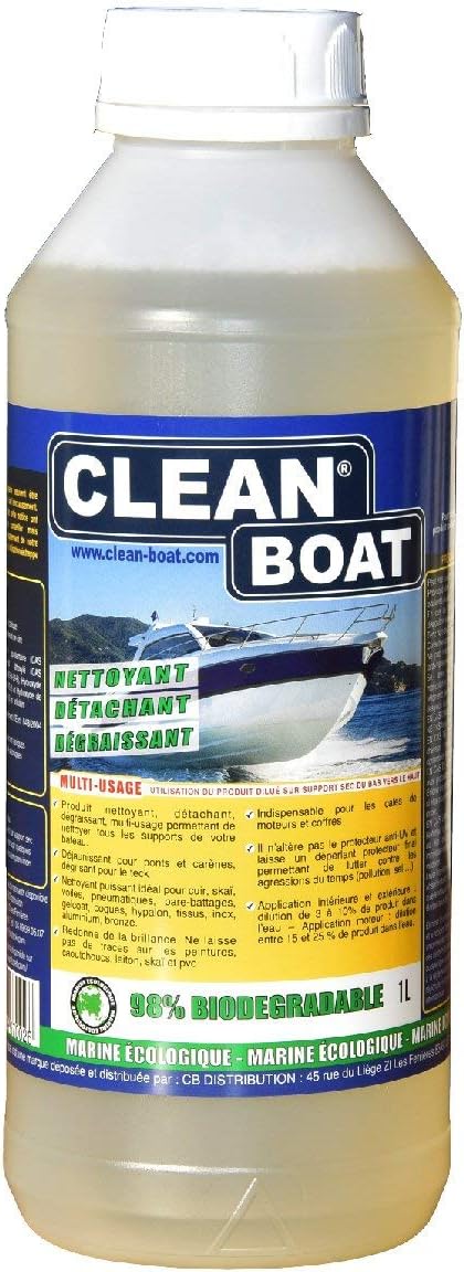 Clean Boat Multipurpose Concentrate Boat Cleaner, Stain Remover/degreaser 98% Biodegradable, Ecologically Friendly. Perfect for Cleaning Hull and Deck, Teak, Cushion, Upholstery, Stainless Steel.