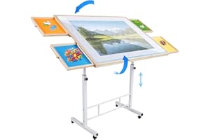 Rotating Jigsaw Puzzle Table for 1500 Pcs, 27"x35" Adjustable Spinning Jigsaw Puzzle Table for Adults, 360 Tilting-Angle Port