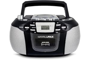 HANNLOMAX HX-301CD CD/MP3 Boombox, AM/FM Radio, Cassette Recorder, Records from CD or Radio, Headphone Jack, LCD Display, AC/