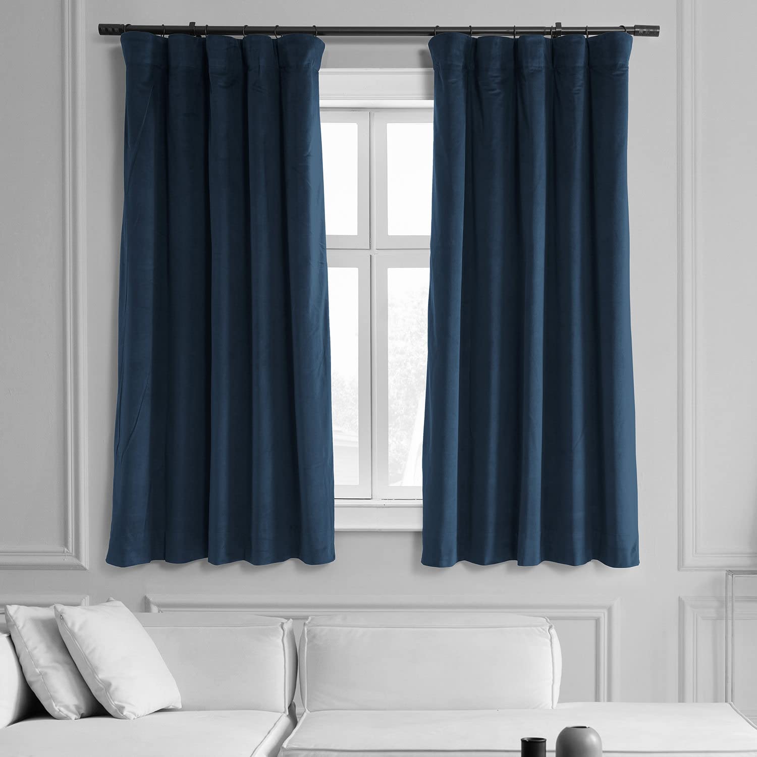HPD Half Price Drapes Signature Velvet 63 Inch Long (1 Panel) 4-Pass Hotel Lined Window Thermal Blackout Curtains for Bedroom, Living Room, 50W x 63L, Midnight Blue, 50" W x 63" L (Pack of 1) — image 1