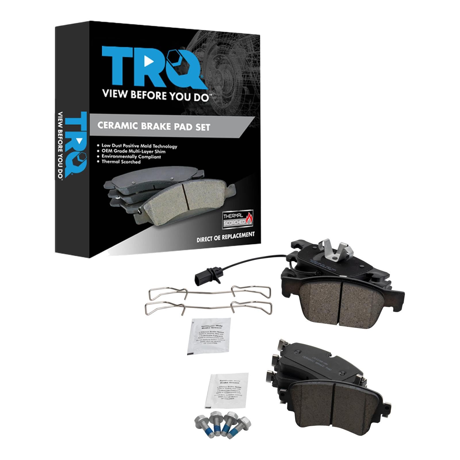 TRQ Brake Pads Ceramic Compatible with 2017-2019 Audi A4 Image