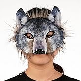 ZDOVLZZPON Animal Fox Wolf Mask, Plush Half Face Mask for Christmas Party Cosplay Costumes