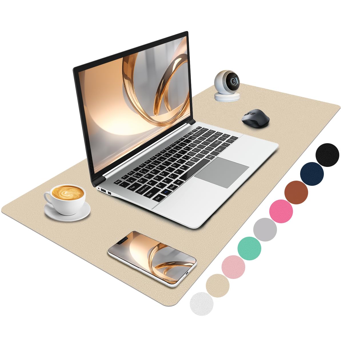 Niviy Desk Mat, Non-Slip PU Leather Desk Pad, Large Desk Protector Mat Desk Accessories, Waterproof Desk Writing Mat for Home and Office Accessories (80 x 40 cm), Beige