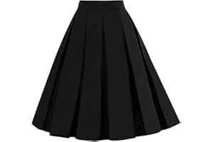 Girstunm Women's Pleated Vintage Skirt Floral Print A-line Midi Skirts with Pockets
