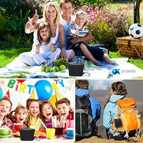 Proxelle Waterproof Bluetooth Speaker, Rechargeable Wireless Speaker w/ Built-in Mic Microphone, Controls and Subwoofer for Bicycles, Driving, Climbing, Smartphones and Computers