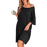 Ekouaer Plus Size Nightgowns for Women Oversized Sleep Shirt Short Sleeve Nightshirt T-Shirt Dress Sleepwear S-5XL