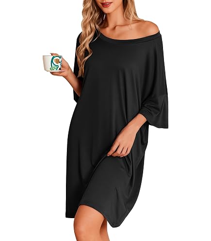 loose fitting night dress Ekouaer Nightgowns for Women Bamboo Viscose Gown Plus Size Nightshirt limit edition Size:MEDIUM - US WOMEN 8.5 - UK 6.5 - EU 40 Blush Fancy Dress - Our soft Ekouaer sleep