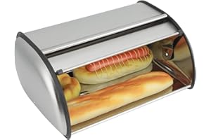 Stainless Steel Roll Top Bread Box, Simple High Grade Frosted Bread Bin Holder Container Cake Storage Box for Cake Bin Contai