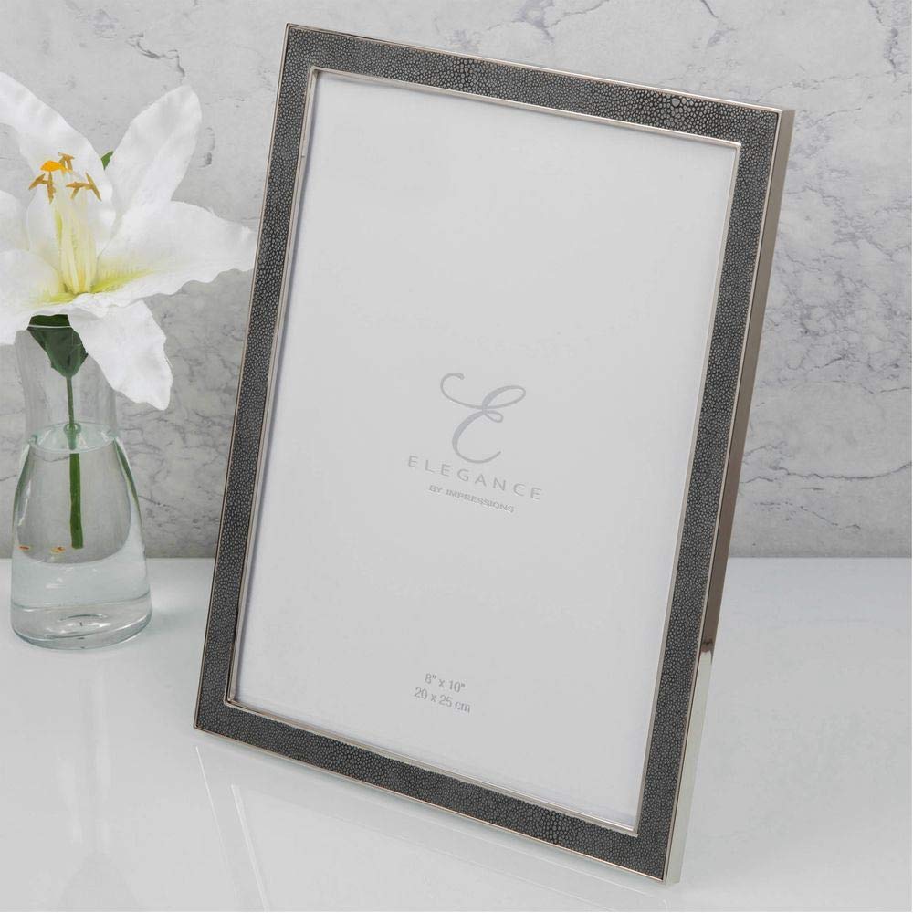 8' x 10' - Elegance Nickel Plated Grey Faux Shagreen Frame
