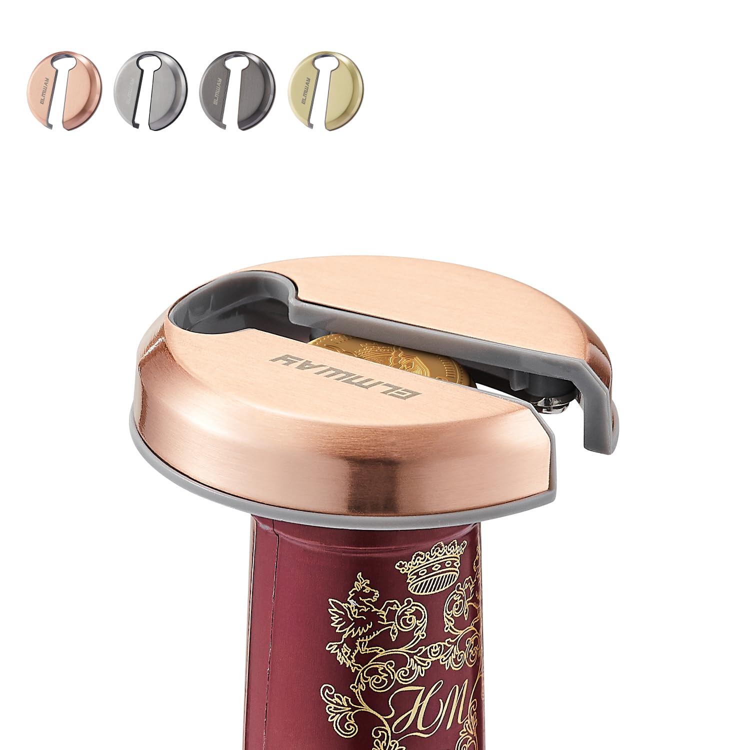 ELMWAY VinoLux Series Magnetic Wine Foil Cutter – Stainless Steel Top & Durable ABS Body, Compact Design with Magnetic Storage, Easy to Use & Portable, for Wine Lovers – Rose Gold